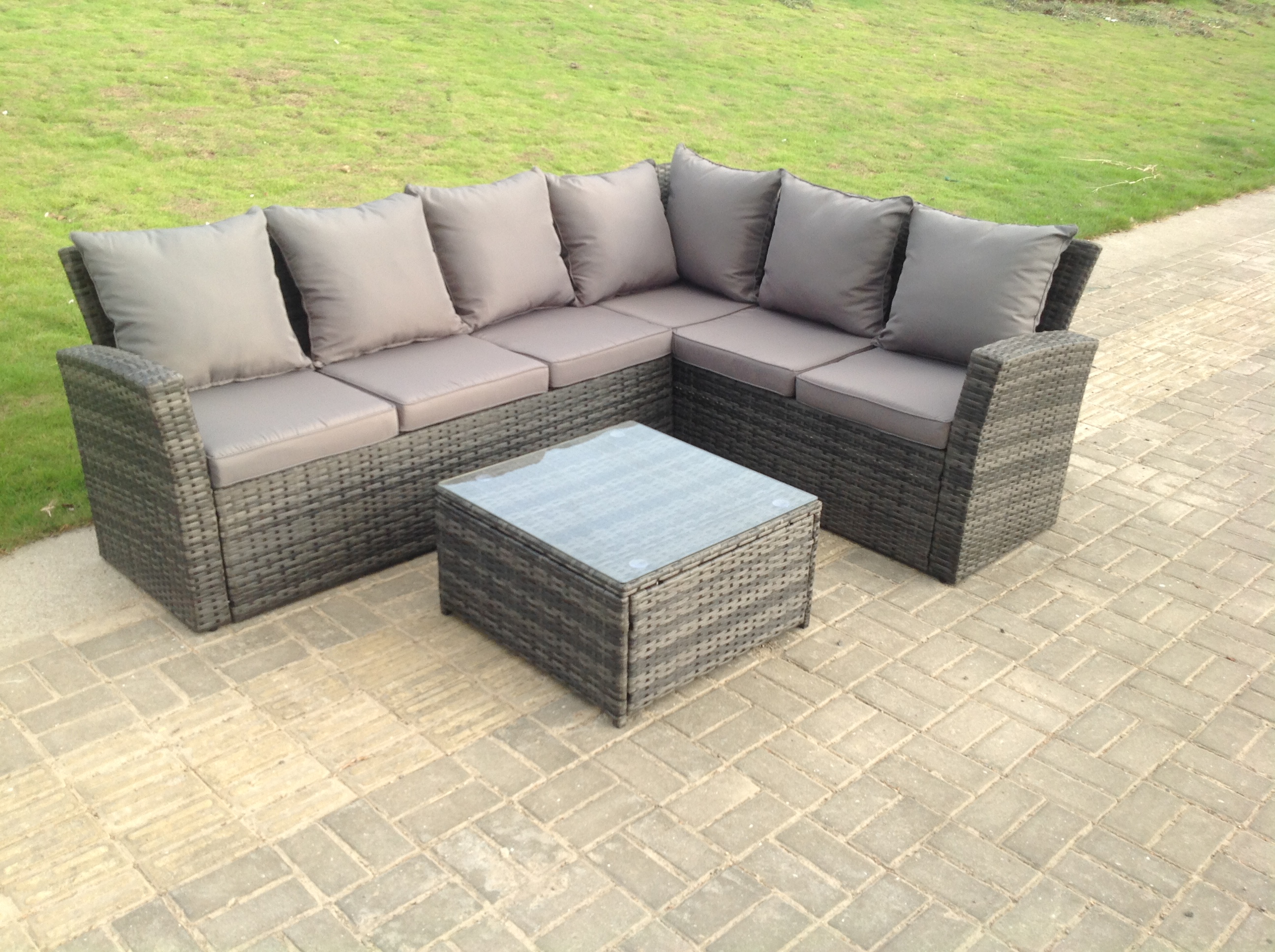 Demps 6 seater online rattan corner sofa set